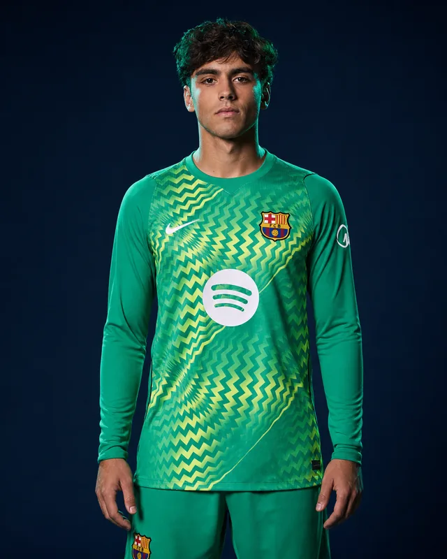 Barcelona 2026–27 Goalkeeper AI-generated editorial shirt visual on a fictional model, not a product photo