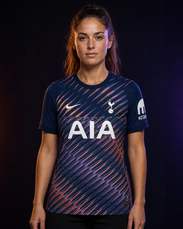 Tottenham Hotspur 2026–27 Away AI-generated editorial shirt visual on a fictional model, not a product photo