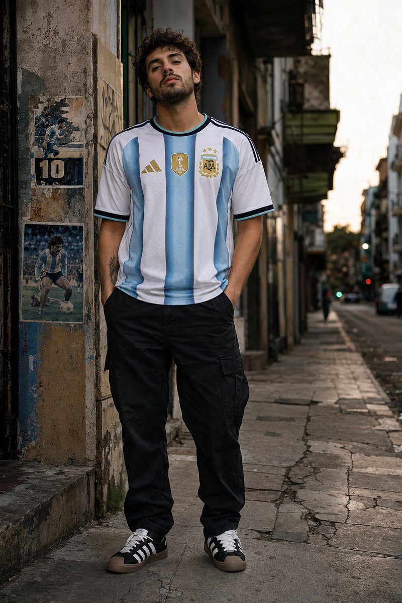Argentina 2026 home kit lifestyle shot
