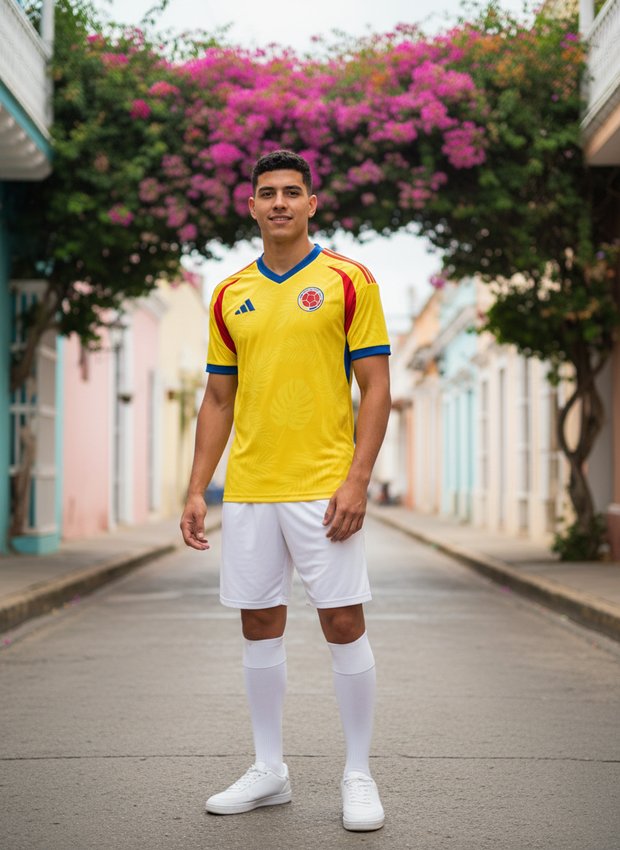 Colombia 2026 home kit lifestyle shot