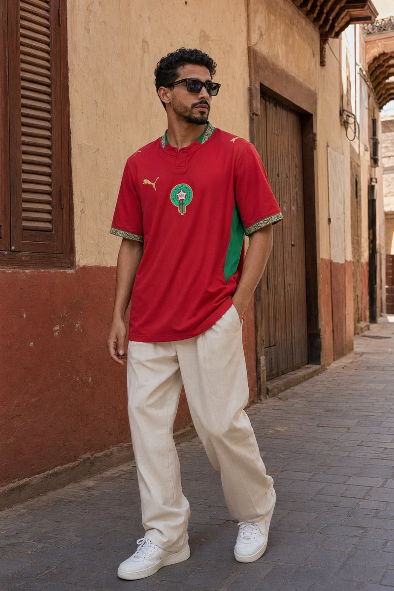 Morocco 2026 home kit lifestyle shot