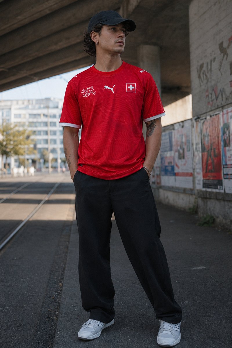 Switzerland 2026 home kit lifestyle shot